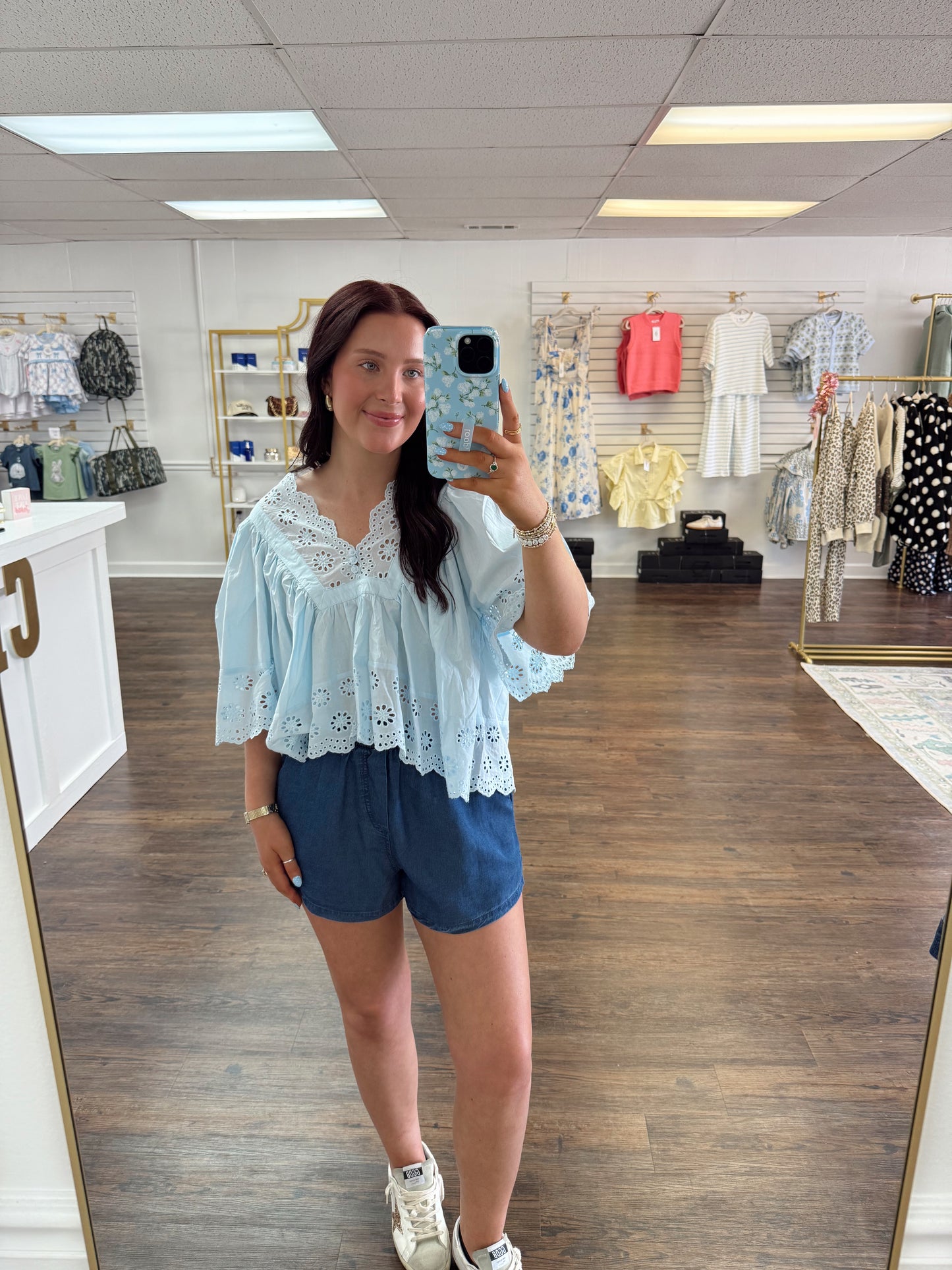 Scalloped Eyelet Top