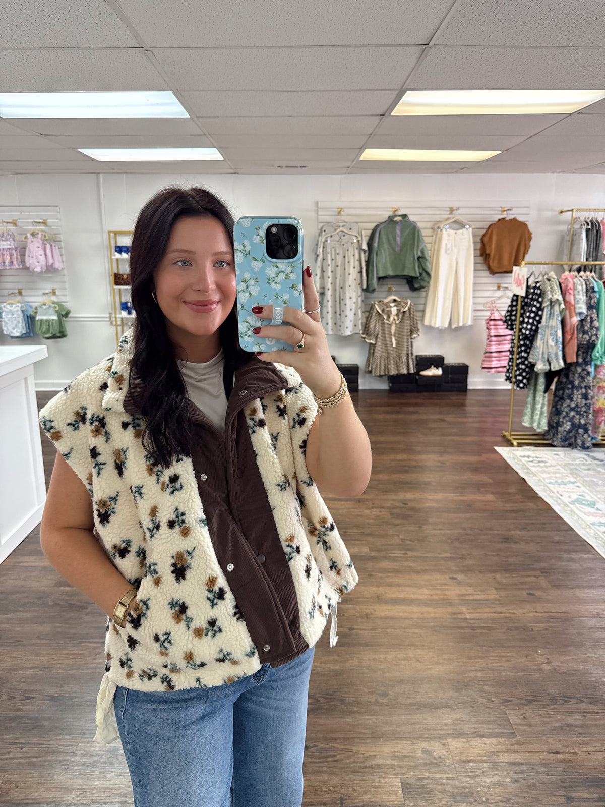Floral Sherpa Vest