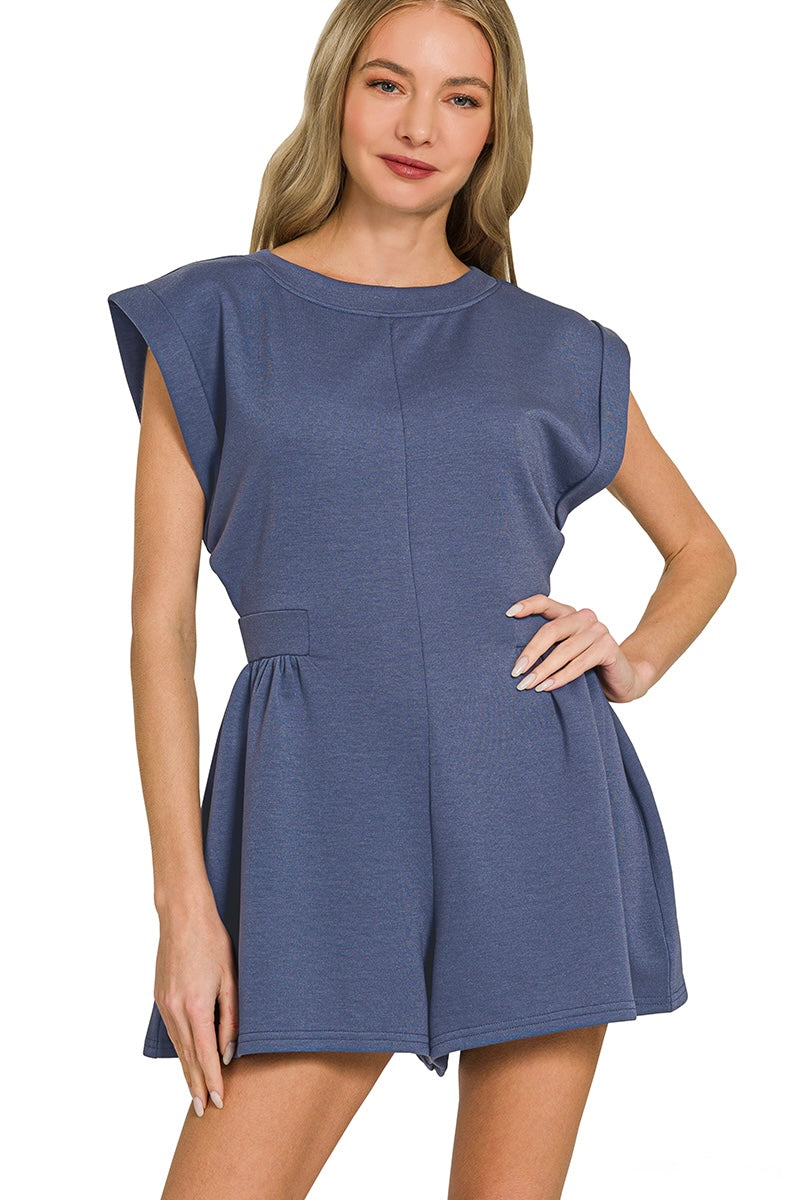 Navy Open Back Romper
