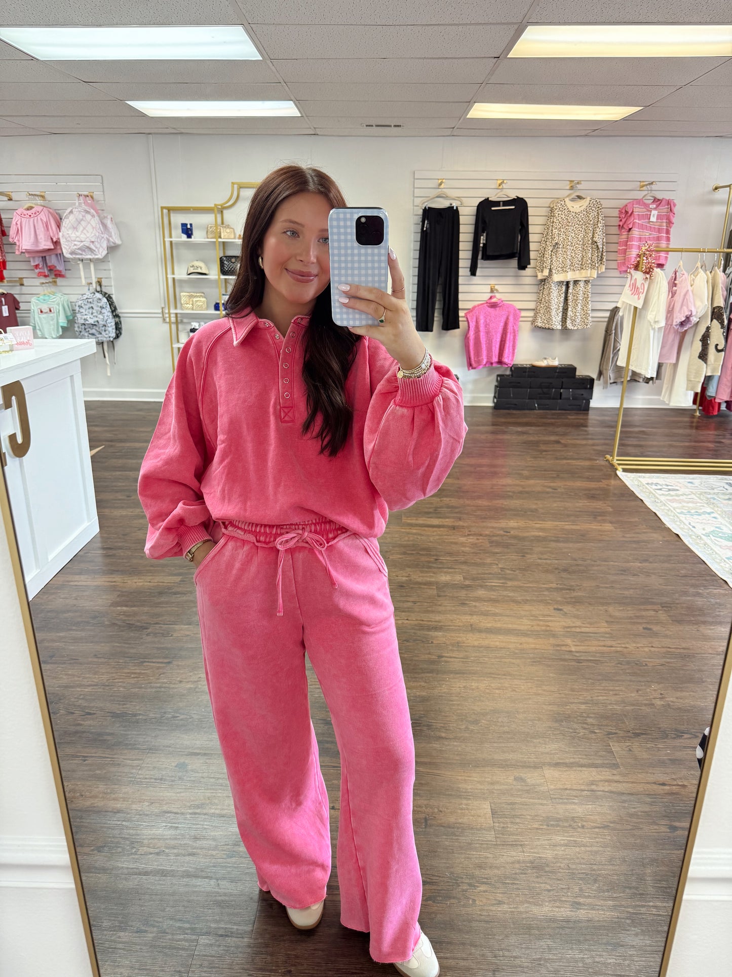 The Button Up Pullover | Fuchsia