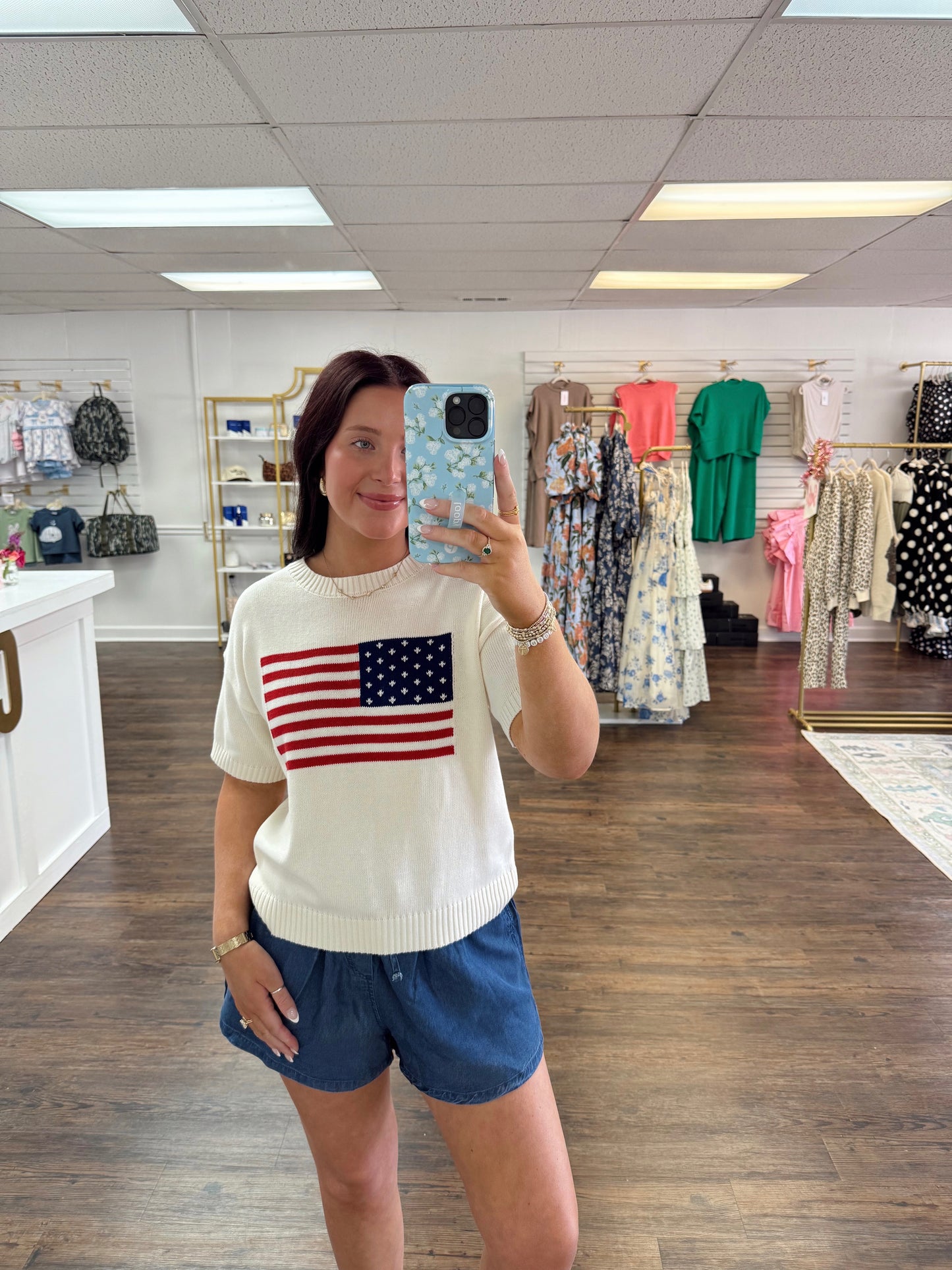 American Flag Knit Top