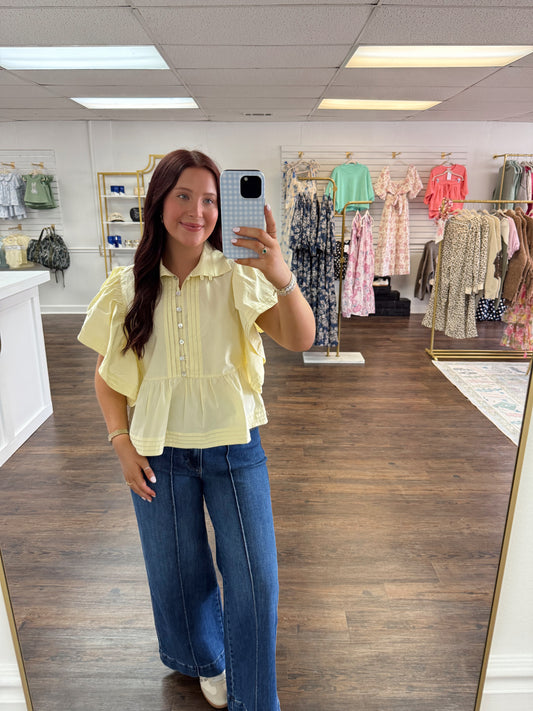 Ruffle Sleeve Peplum Top