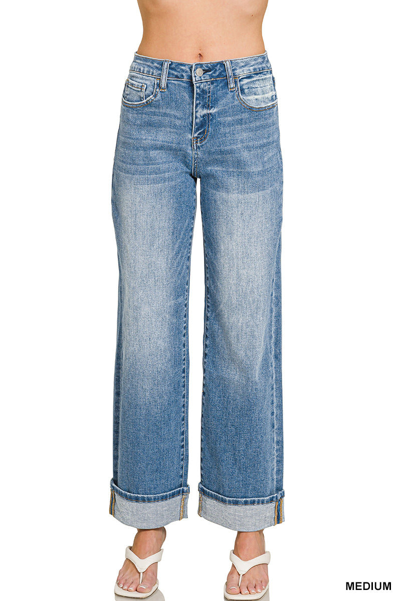 High Rise Cuffed Jeans