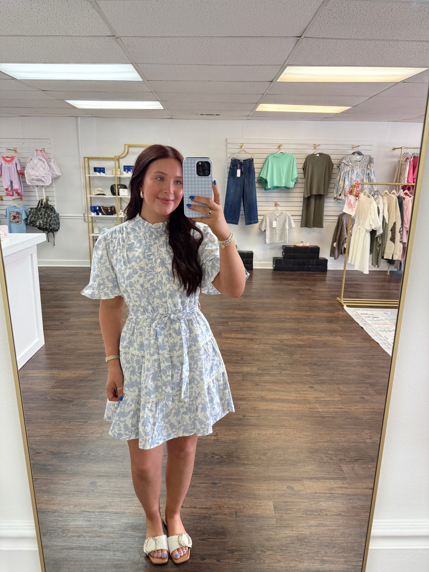 Ruffle Button Down Mini Dress