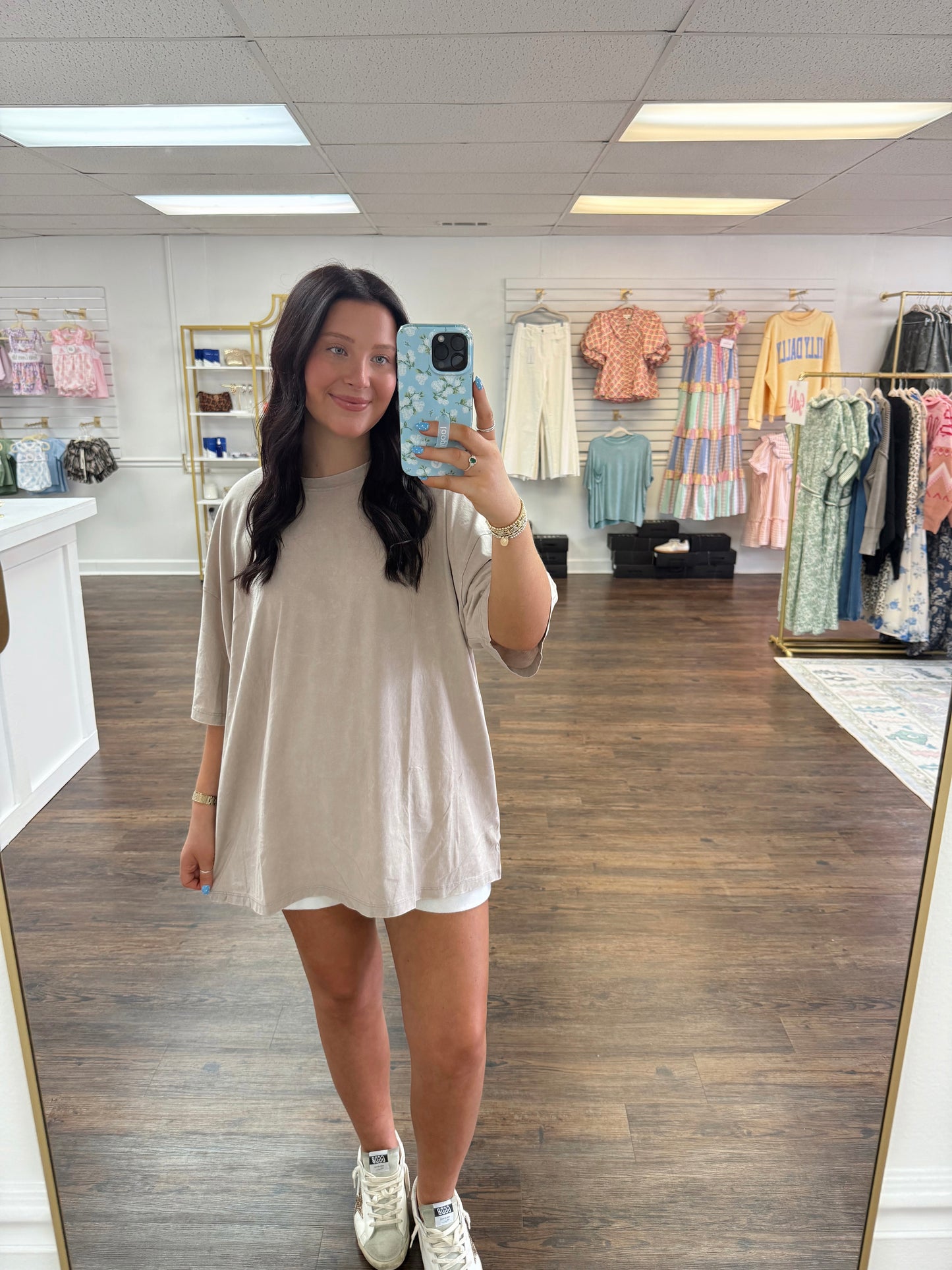 Acid Washed Boyfriend Tee | Mocha