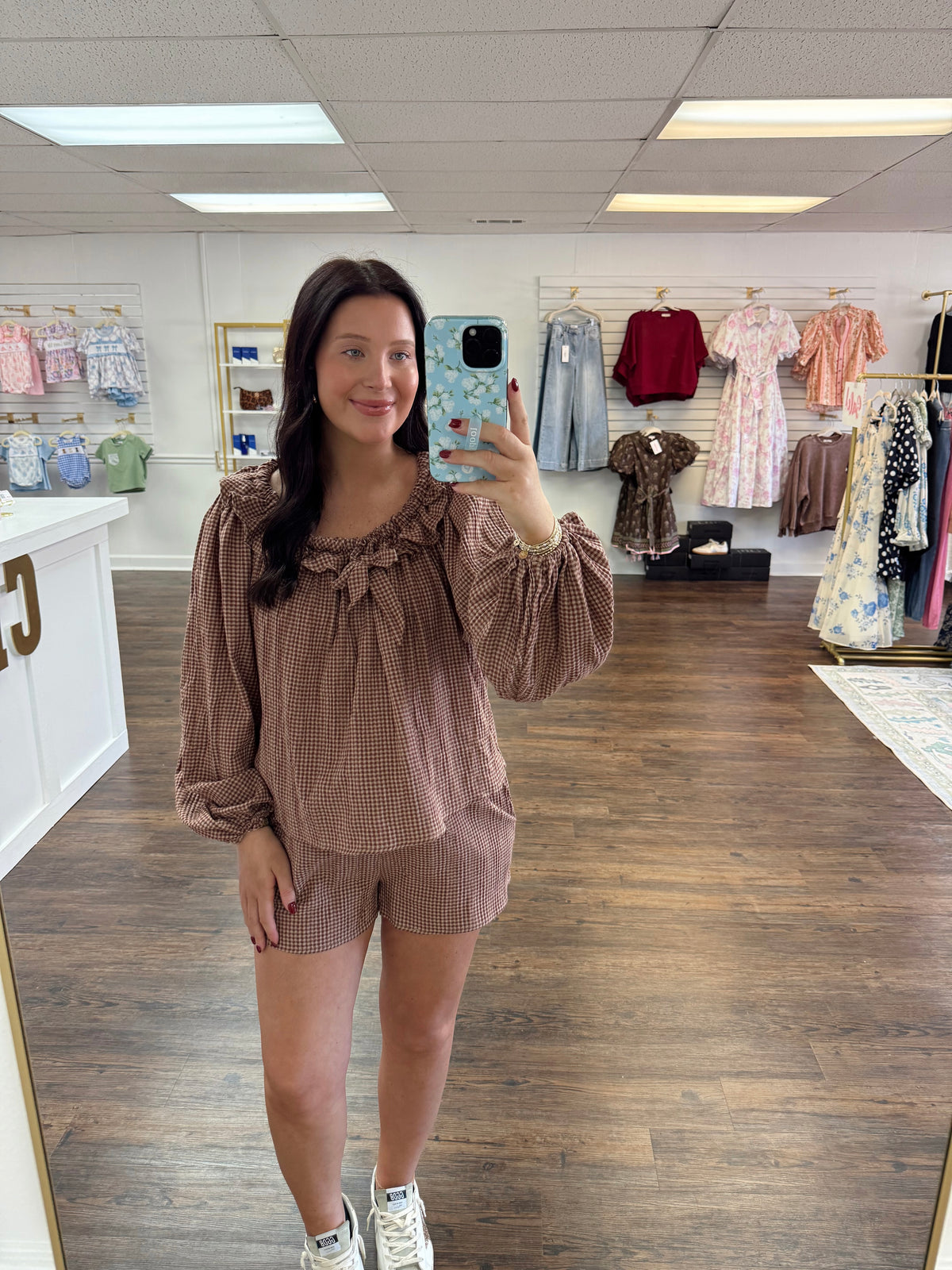 Brown Gingham Set