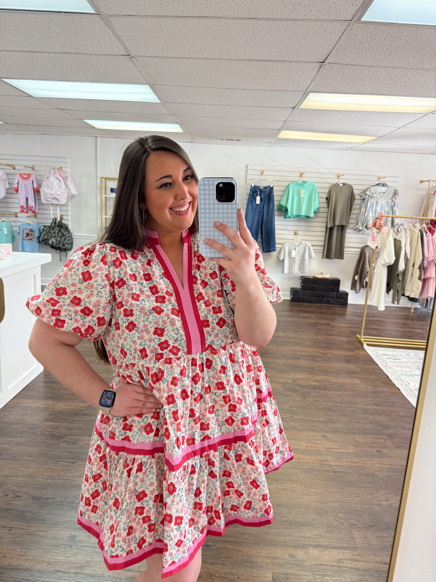 Red Puff Sleeve Dress | PLUS
