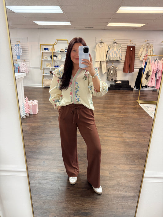 Wide Leg Sweatpants | Chestnut