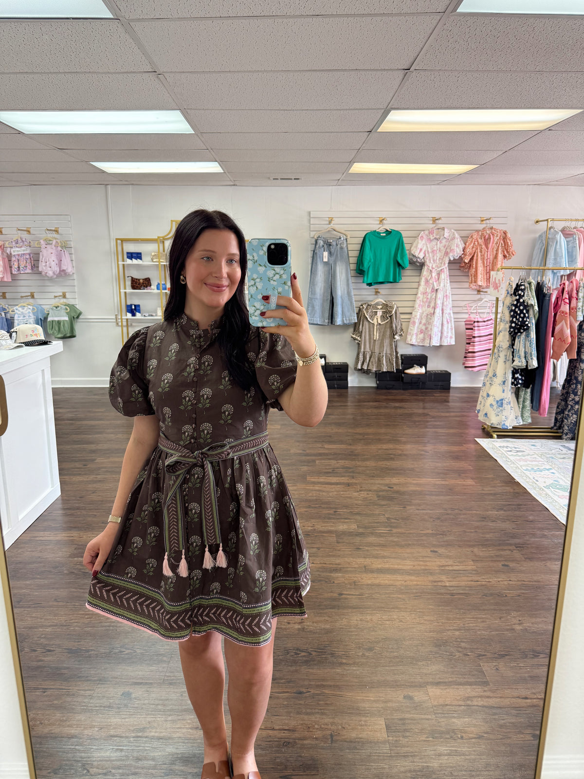 Brown Floral Mini Dress