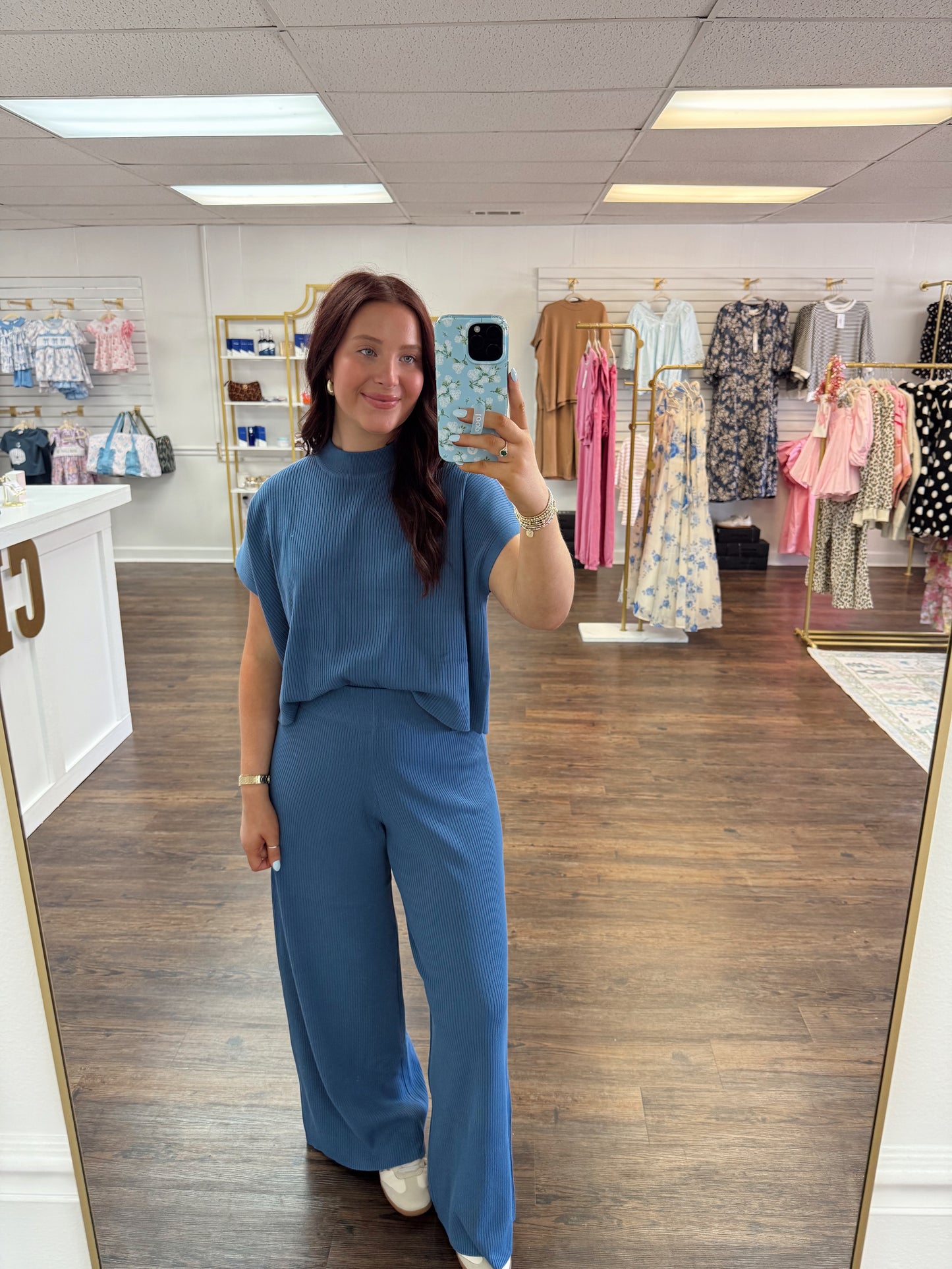 Mock Neck Sweater Set | Blue