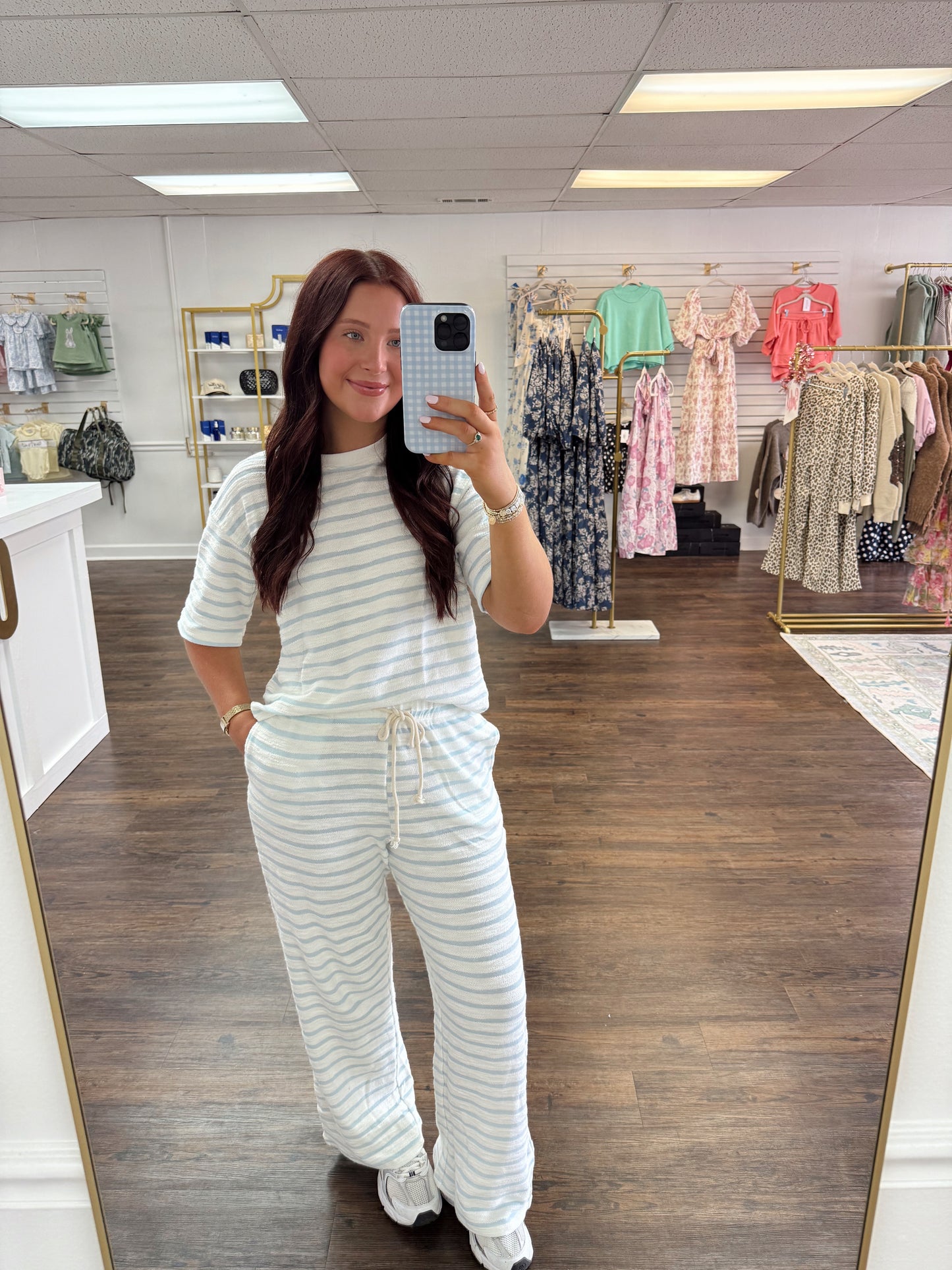 Blue Terry Striped Set