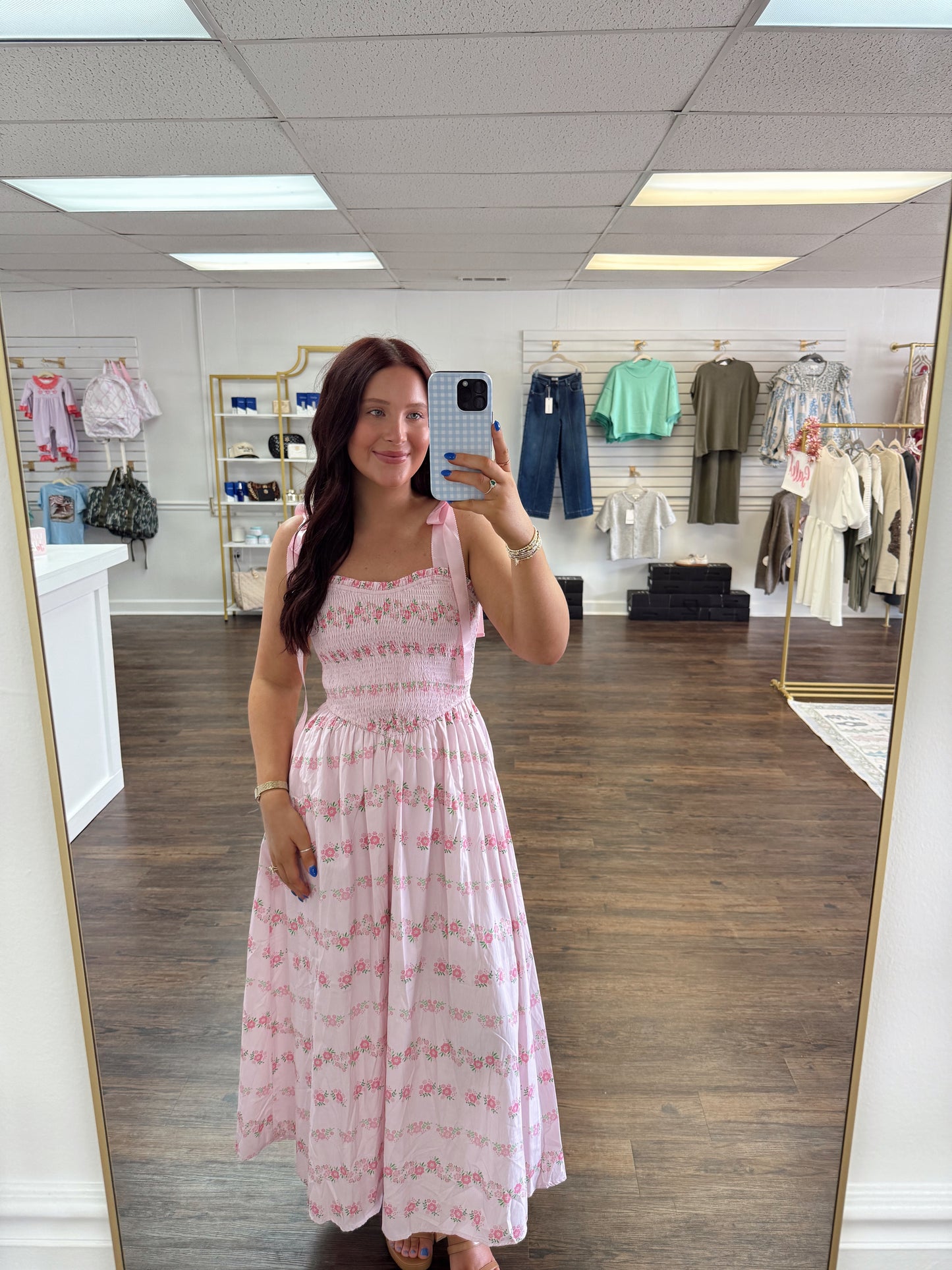 Pink Poplin Midi Dress