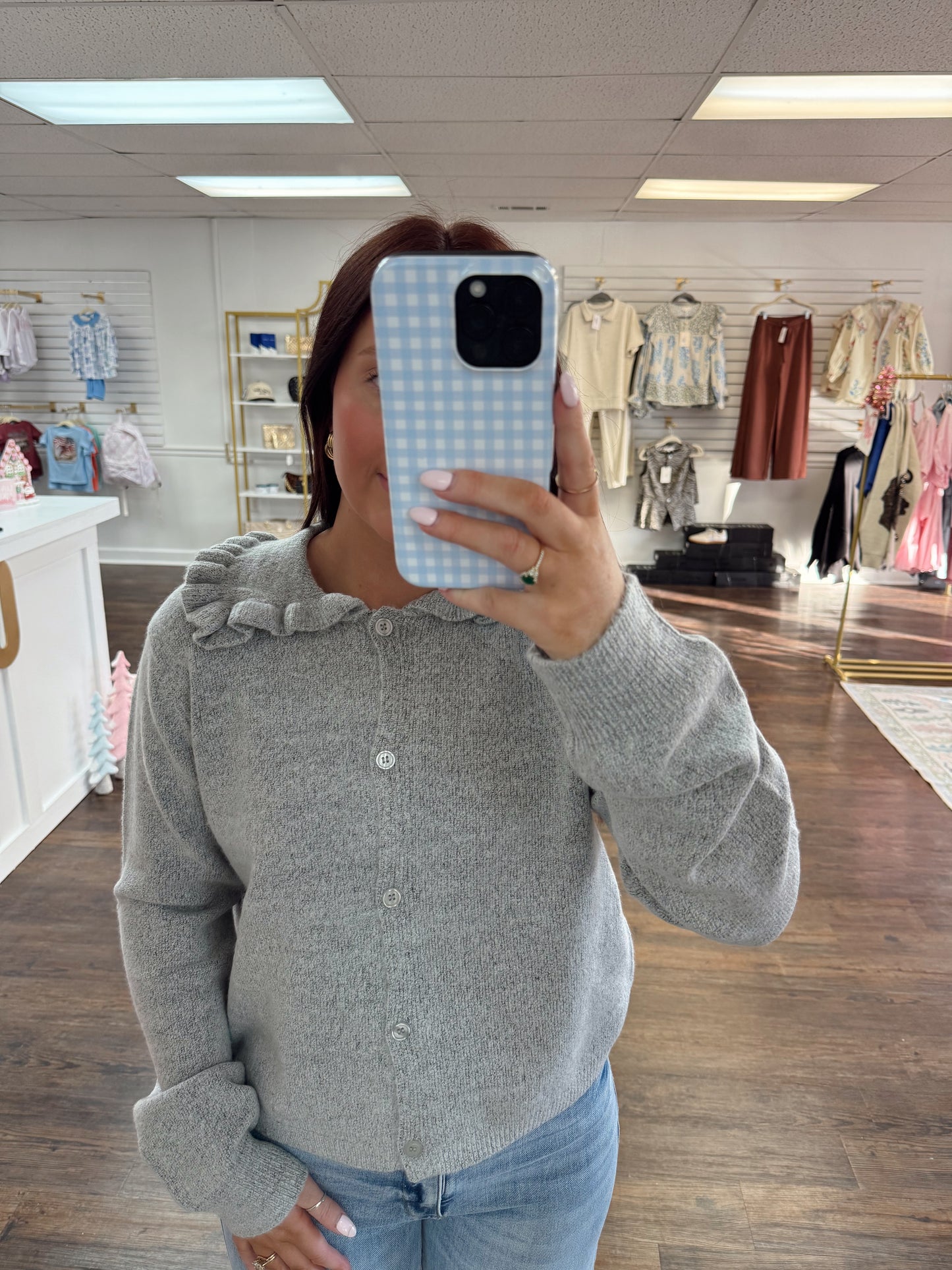 Ruffle Collar Cardigan Sweater