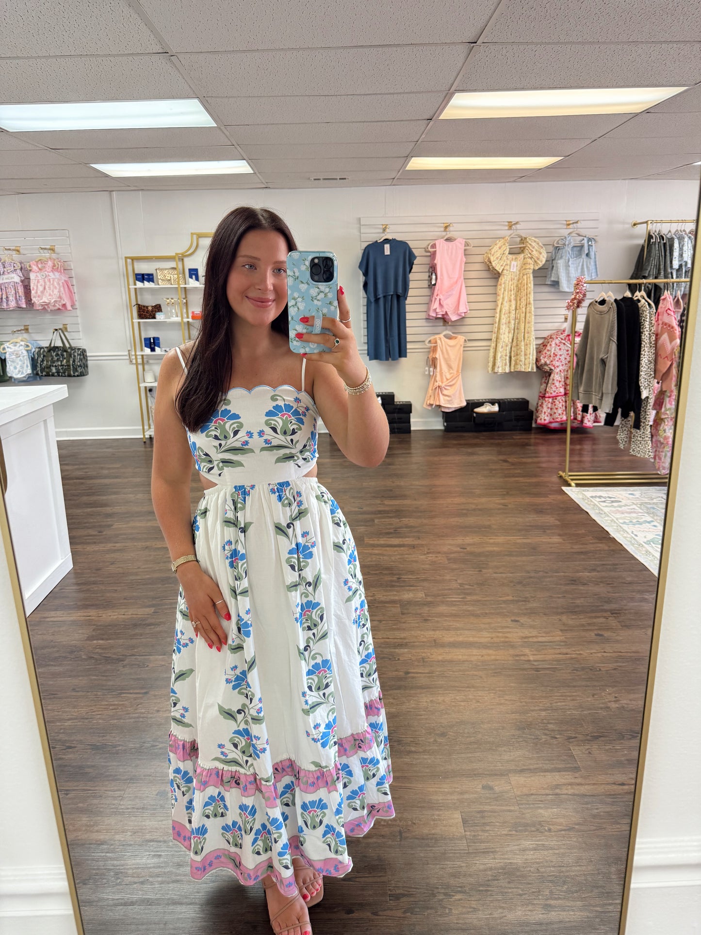 Floral Cut Out Midi Dress