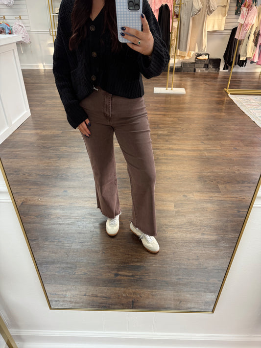 Straight Wide Pants | Mahogany