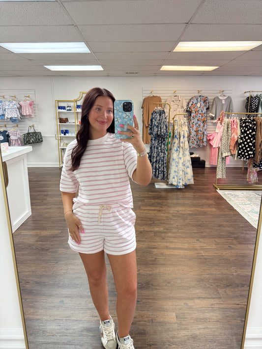 Pink Terry Striped Set