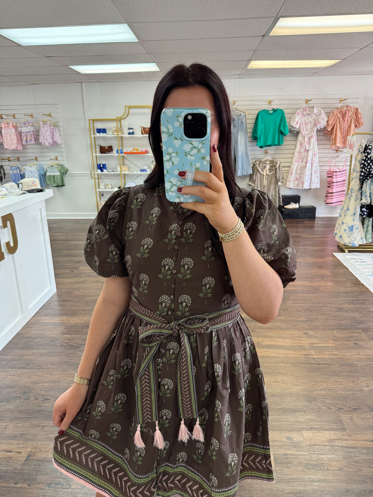 Brown Floral Mini Dress