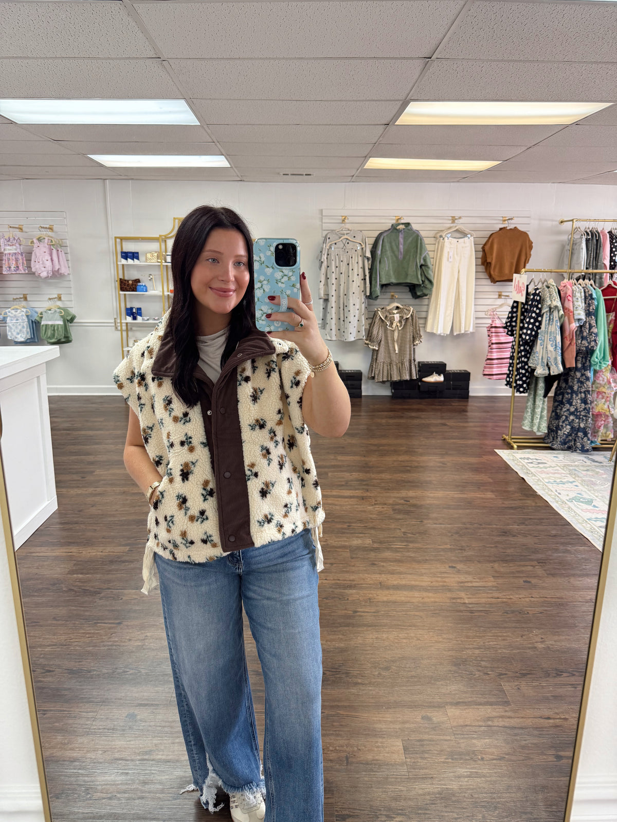 Floral Sherpa Vest