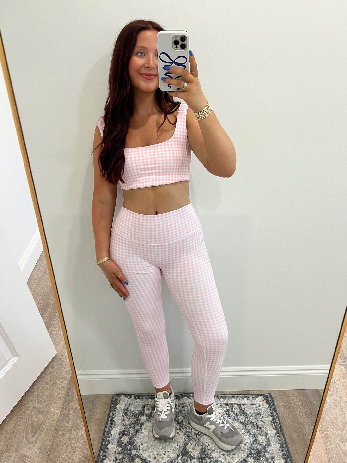 Pink Gingham Ruched Bra