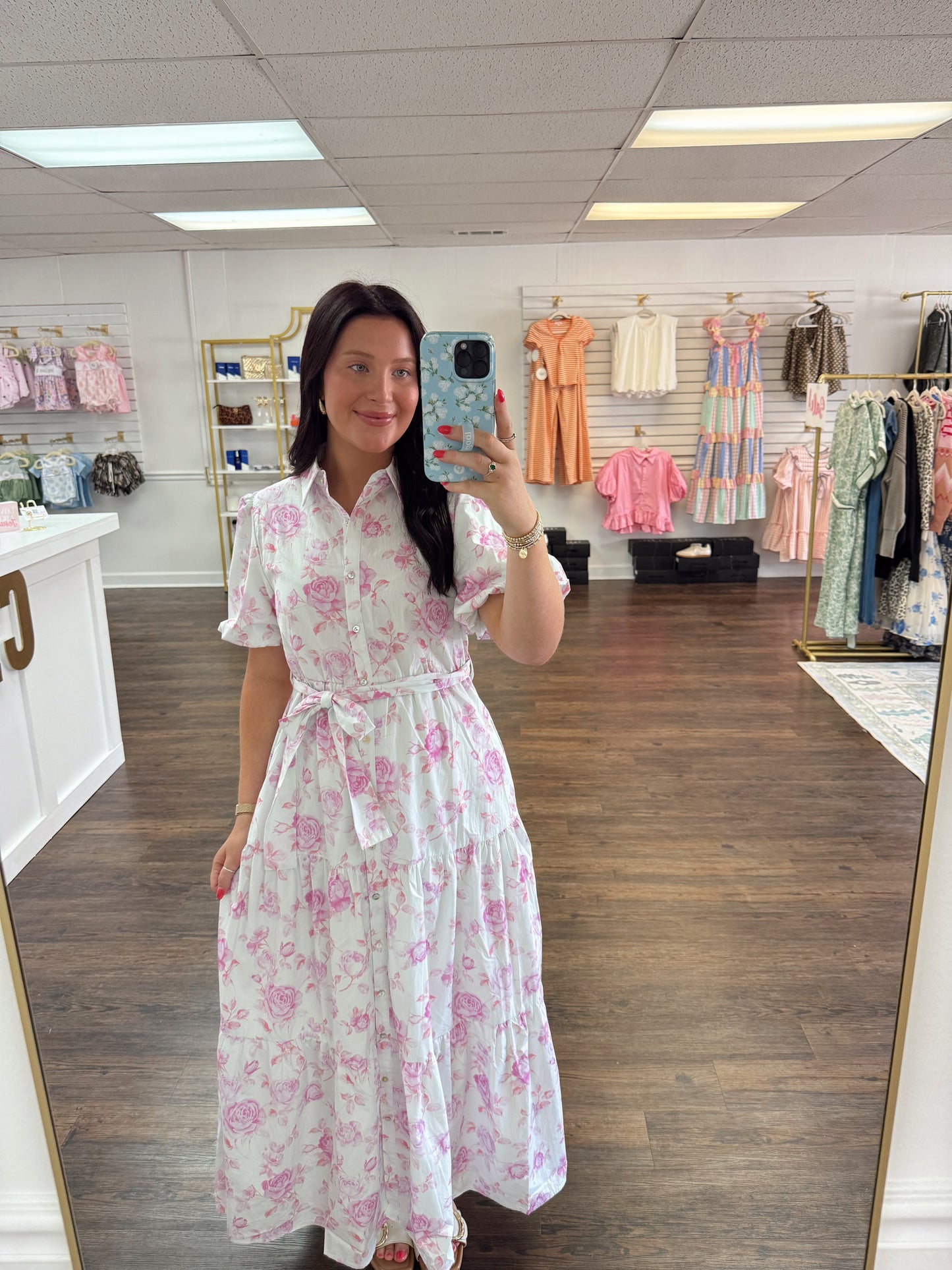 Pink Flower Maxi Dress