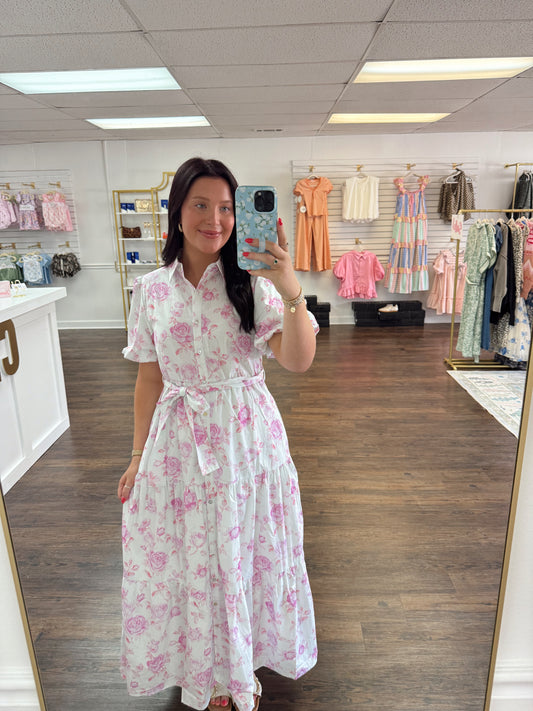 Pink Flower Maxi Dress