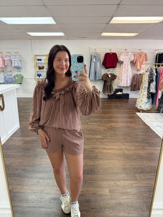 Brown Gingham Set