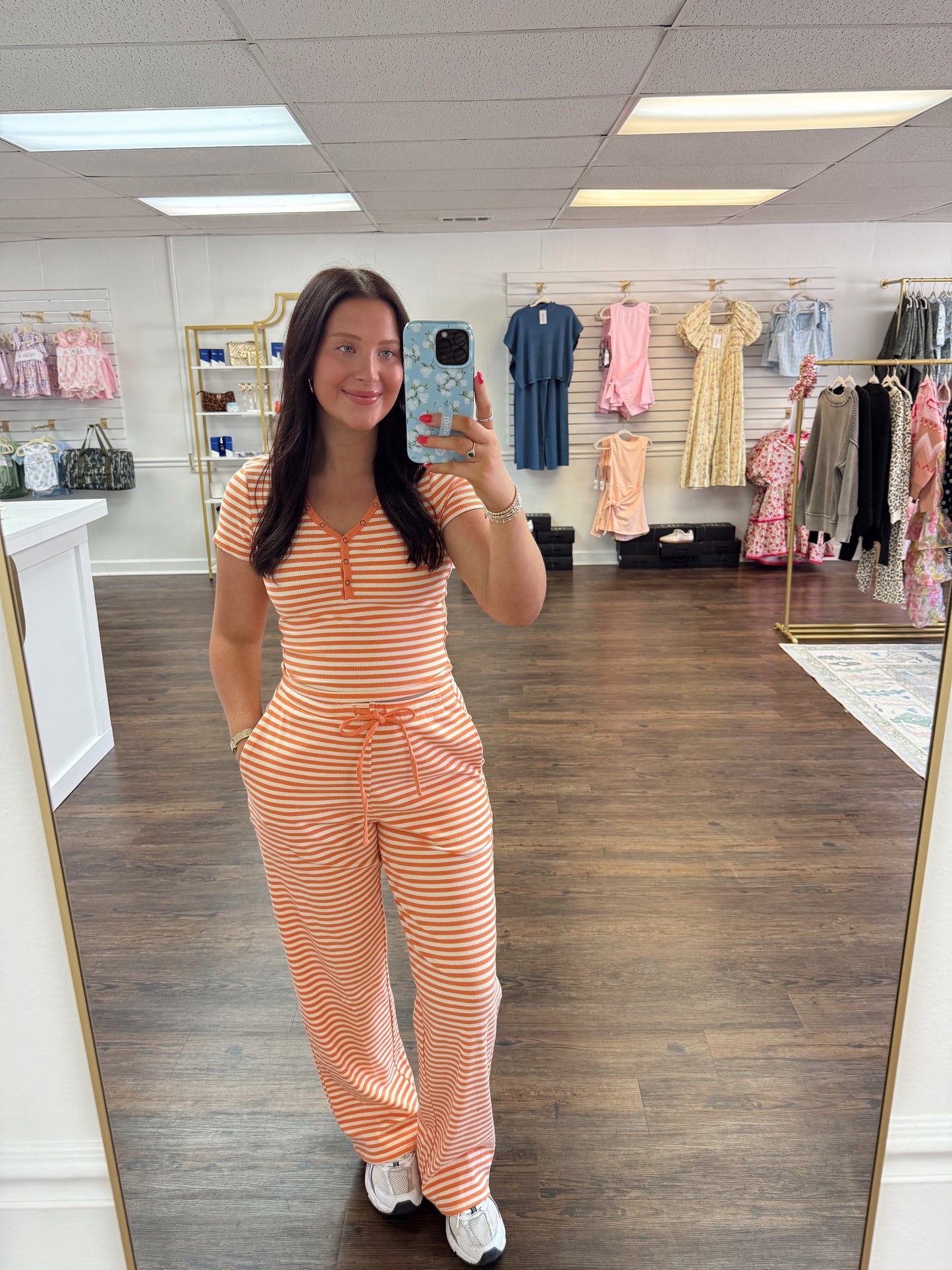 Striped Knit Set | Tangerine