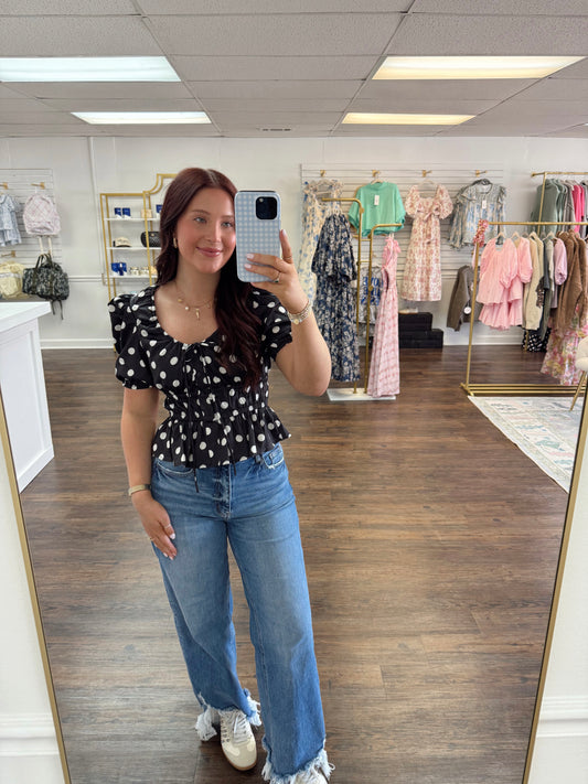 Polka Dot Scoop Neck Top