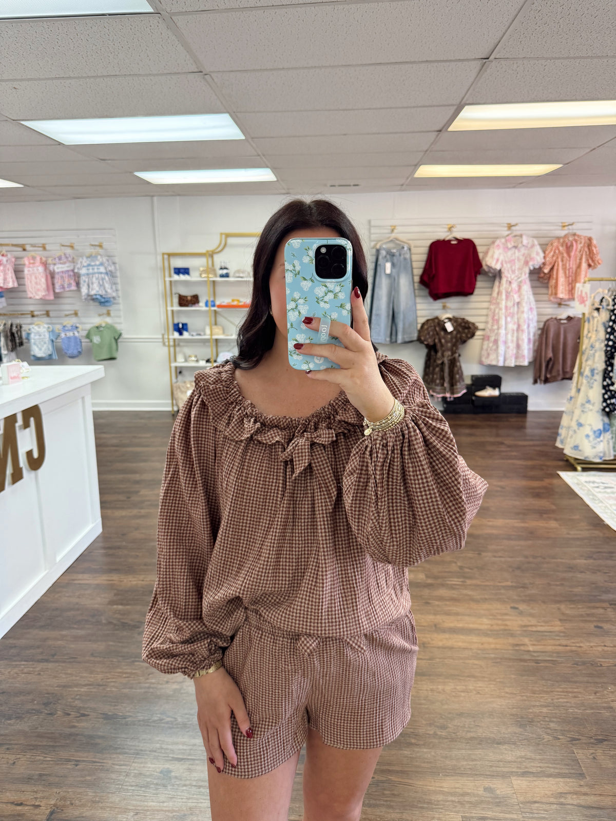 Brown Gingham Set