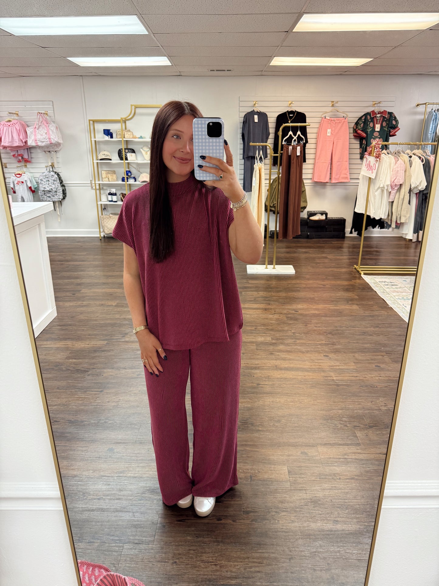 Ribbed High Neck Set | Cabernet