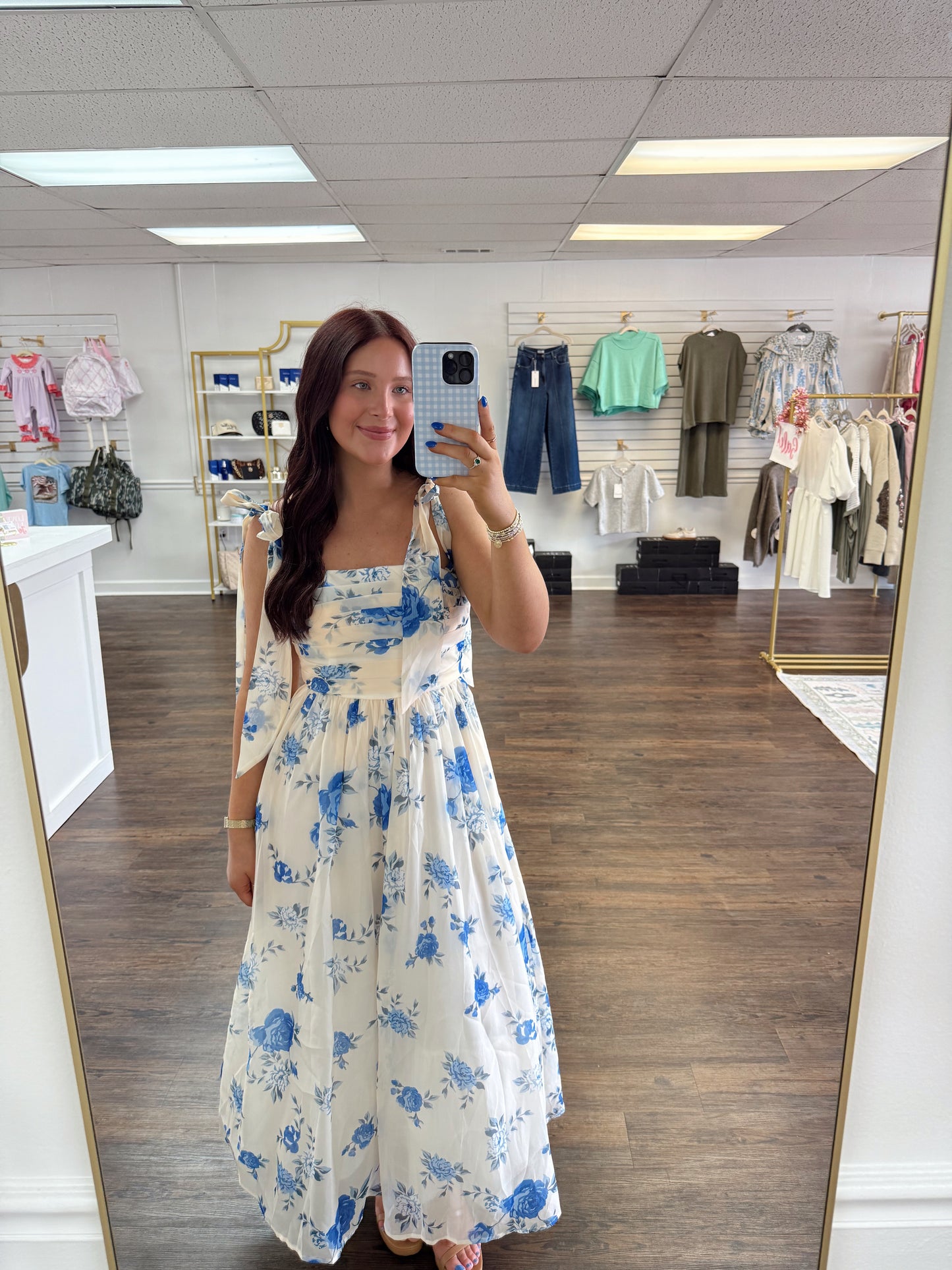 Blue and White Floral Midi