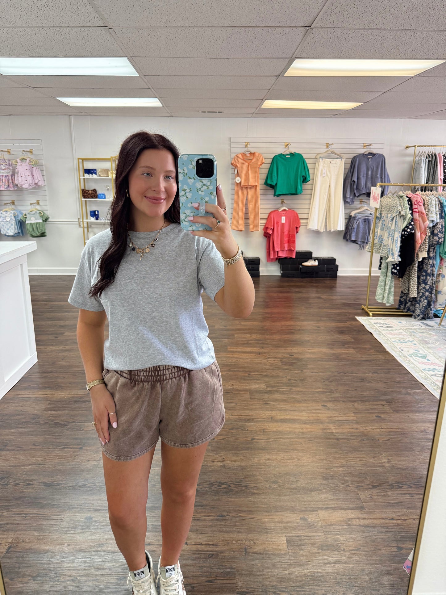 Brown Acid Washed Shorts