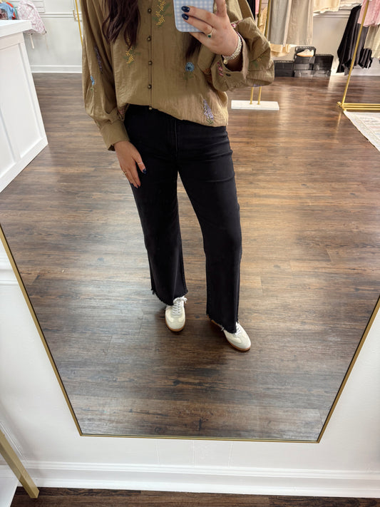 Straight Wide Pants | Black