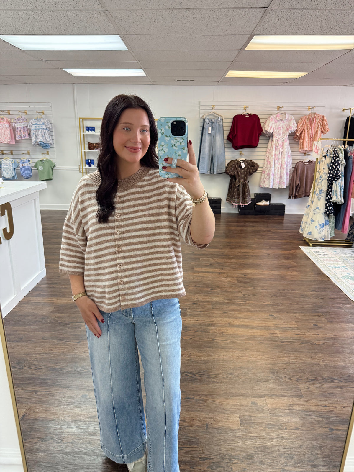 Mocha Striped Cardigan