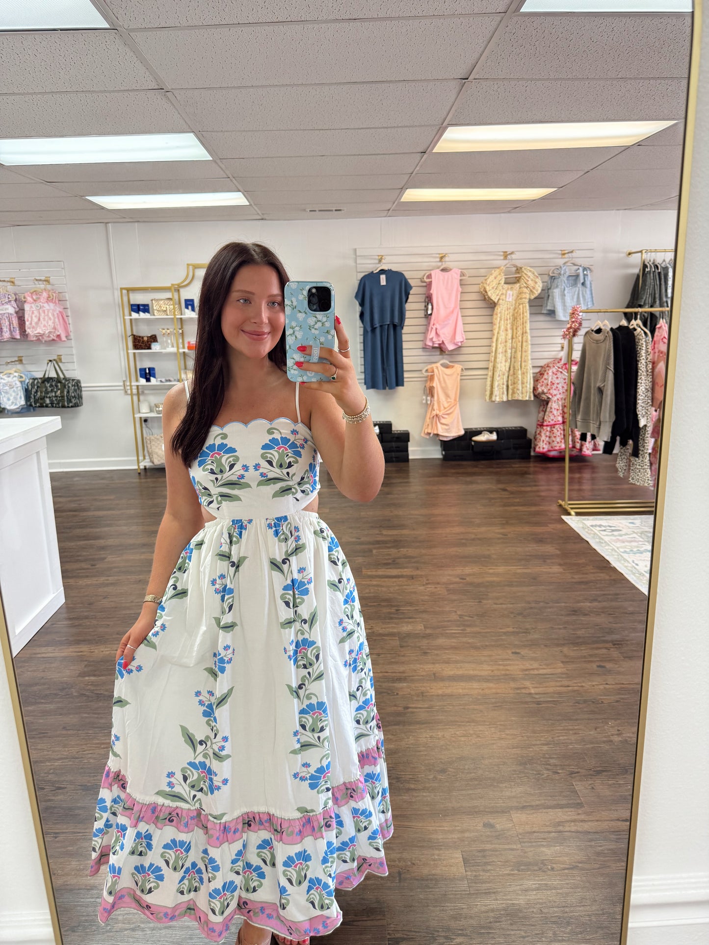 Floral Cut Out Midi Dress