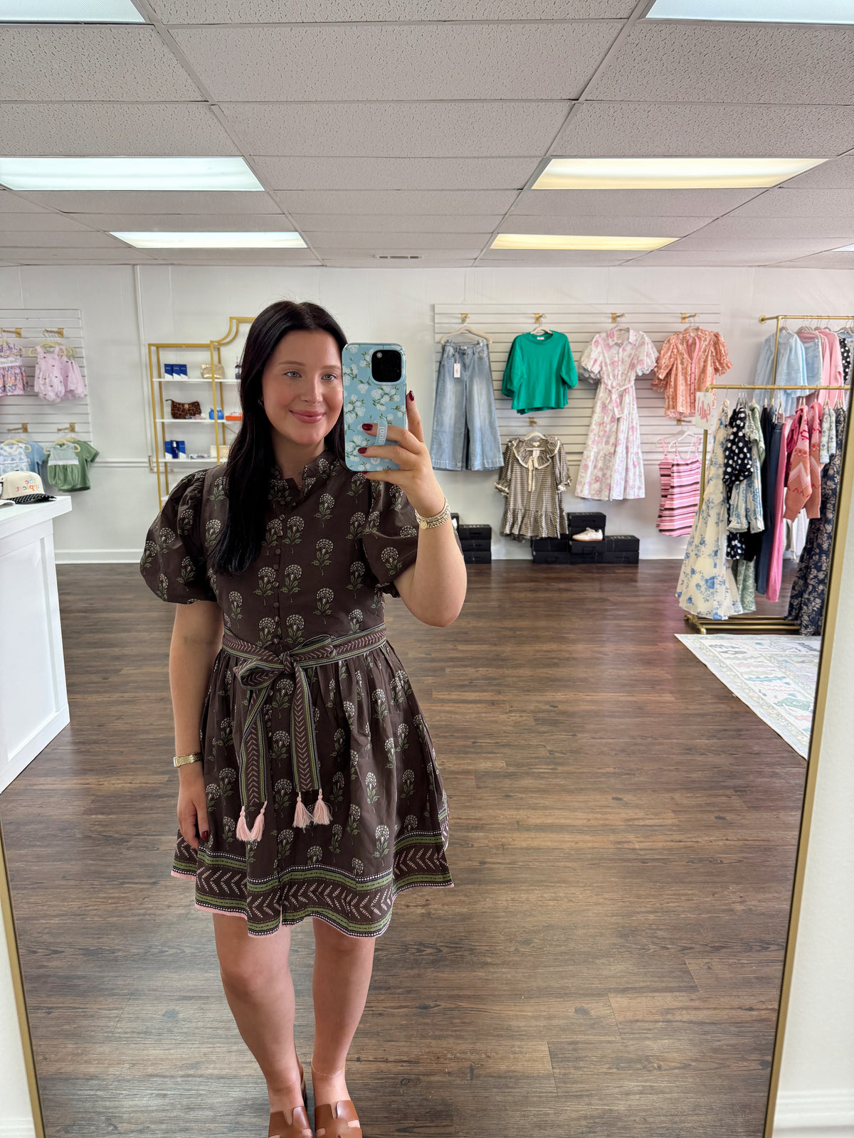 Brown Floral Mini Dress