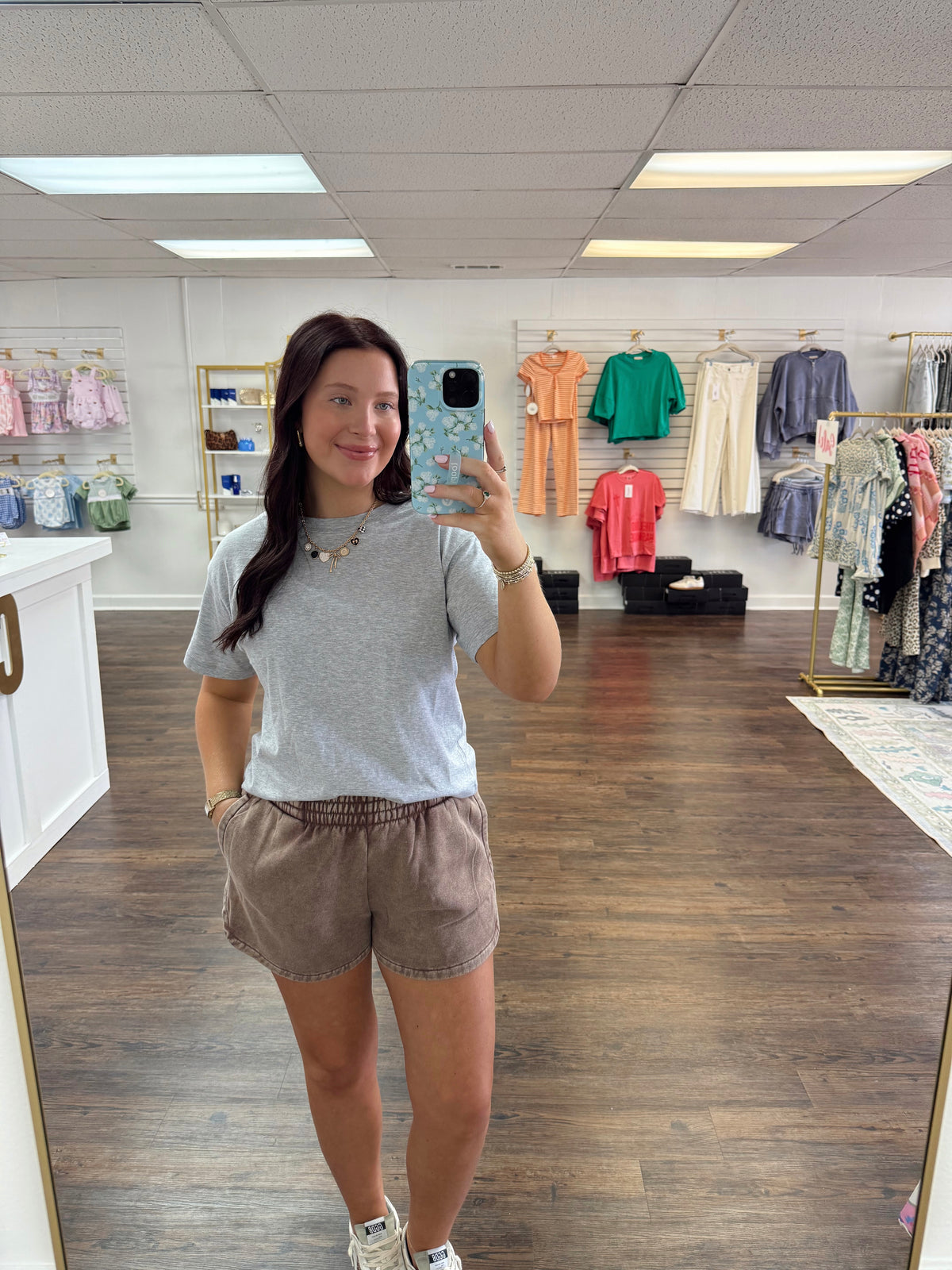 Brown Acid Washed Shorts