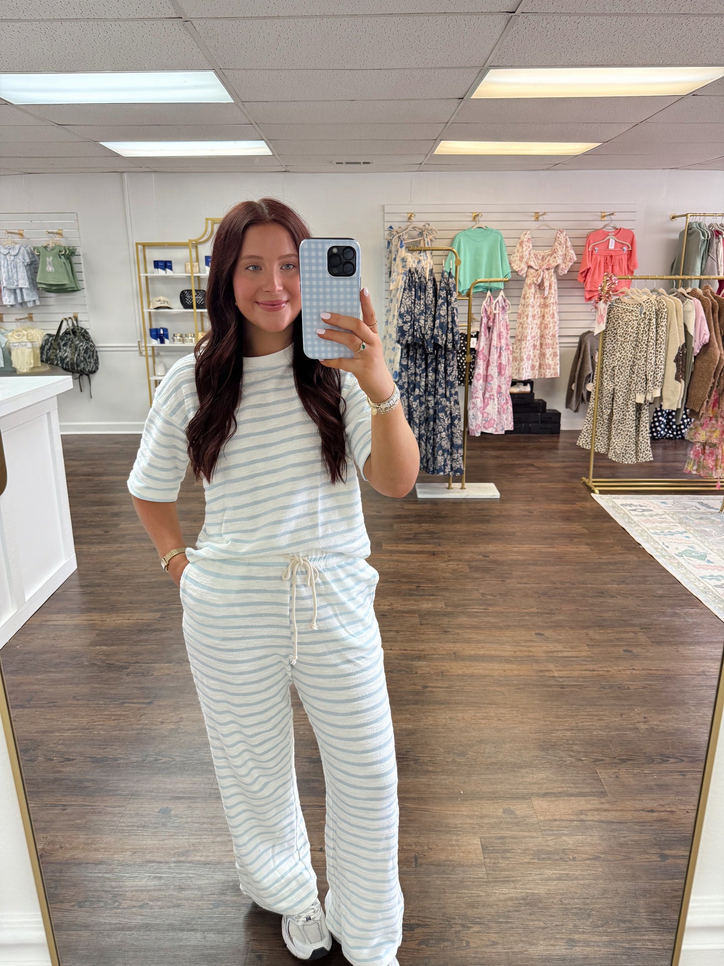 Blue Terry Striped Set