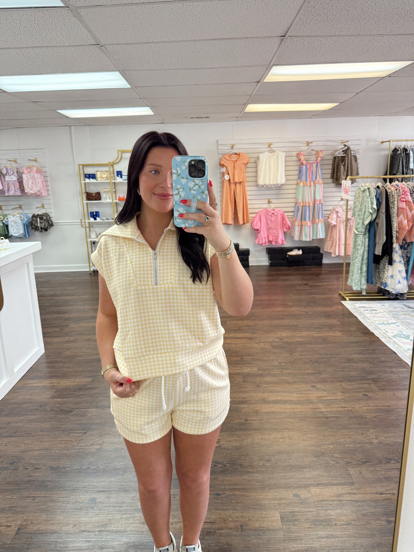 Gingham Quarter Zip Set