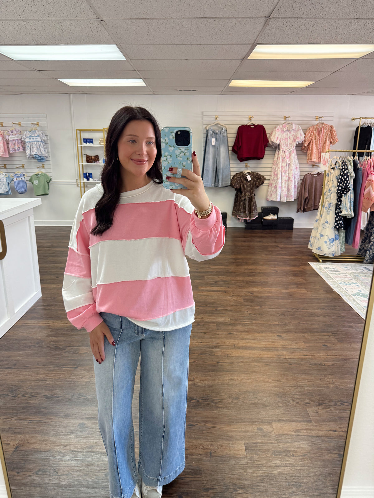 French Terry Striped Pullover