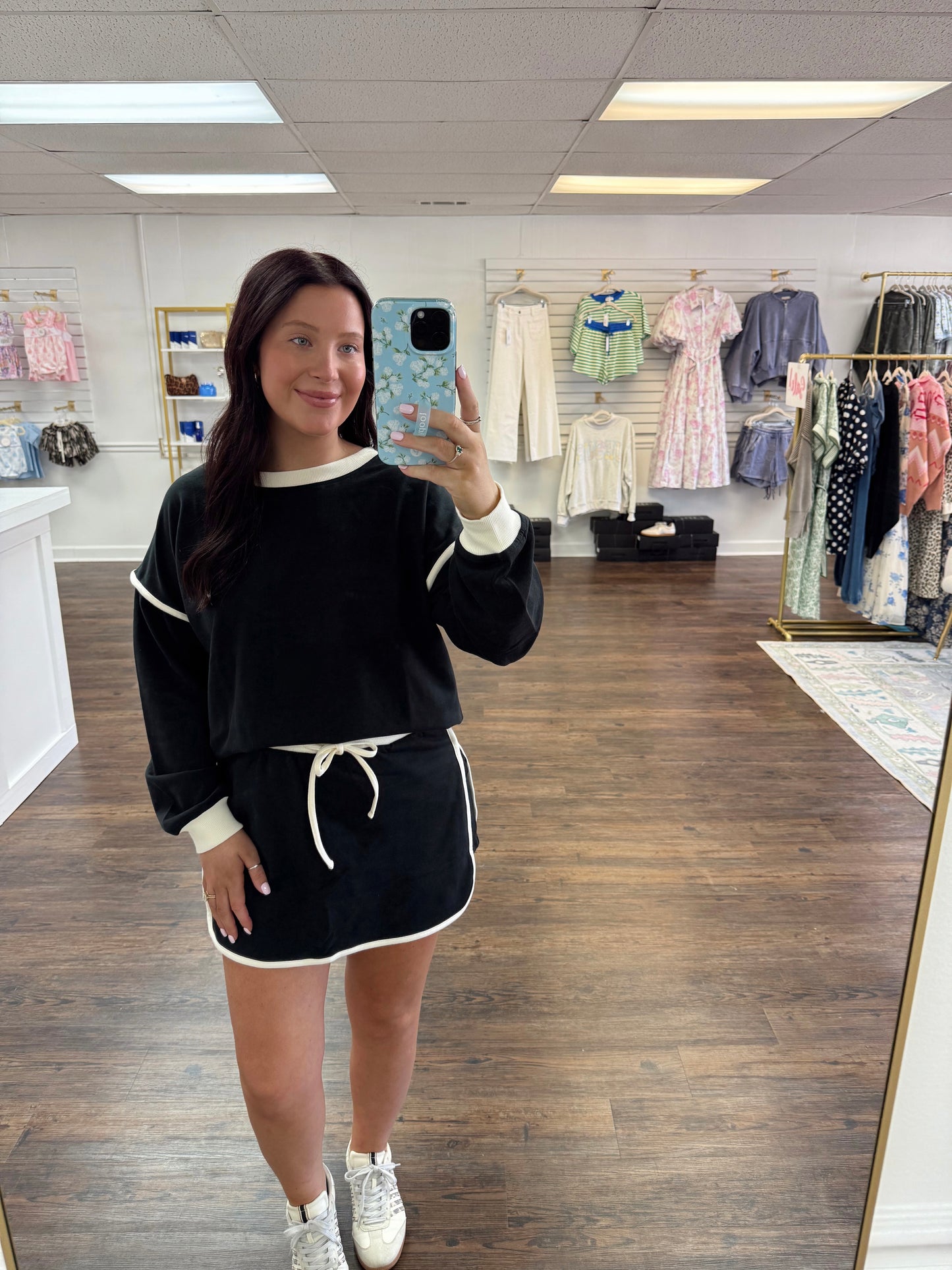 Black Contrast Skirt Set
