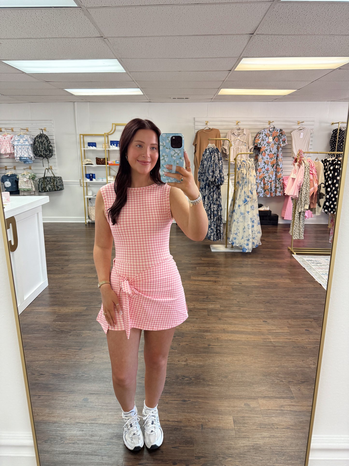 Gingham Wrap Tie Dress