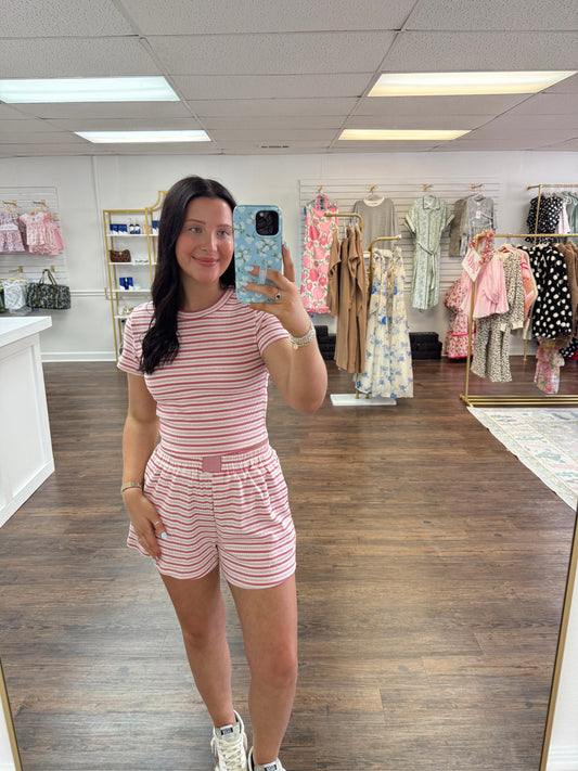 Striped Lounge Set | Pink