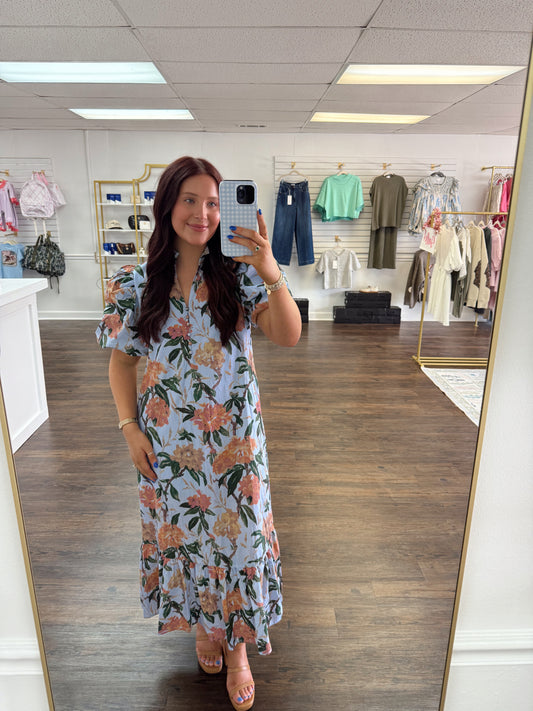 Blue Blooming Midi