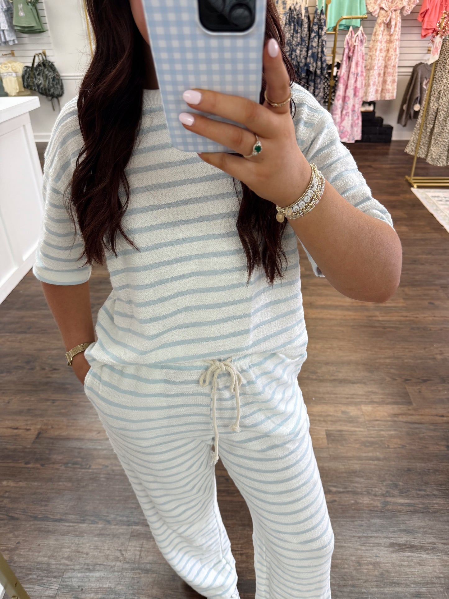 Blue Terry Striped Set
