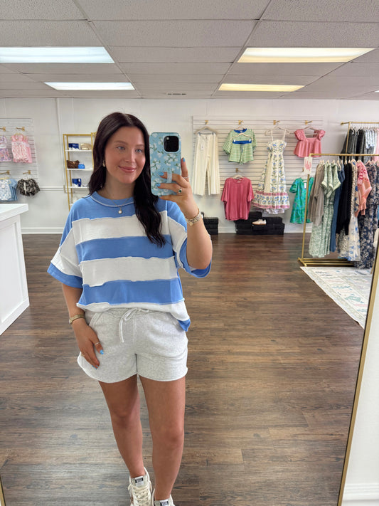French Terry Striped Top
