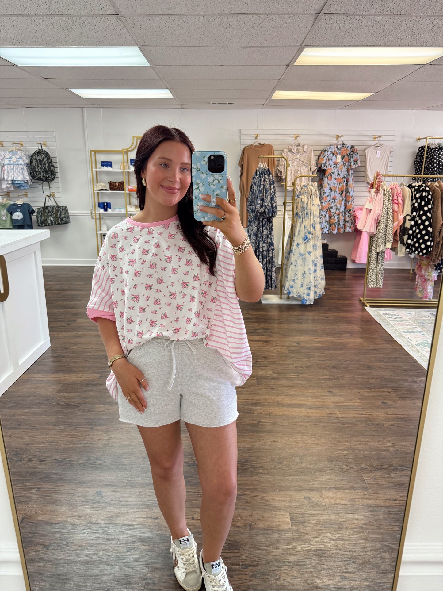 Floral Striped Top | Pink