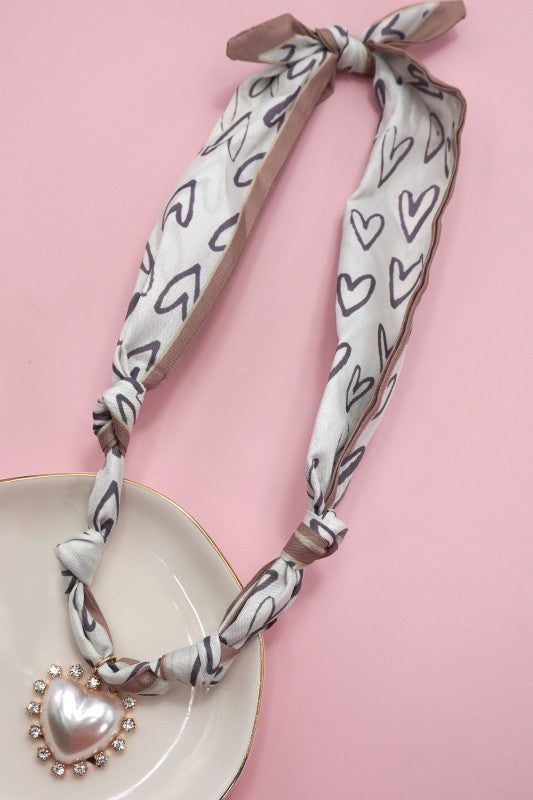 Pearl Heart Scarf Necklace