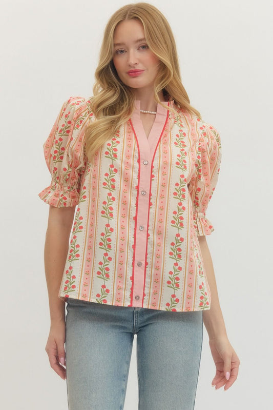 Floral Stripe Top