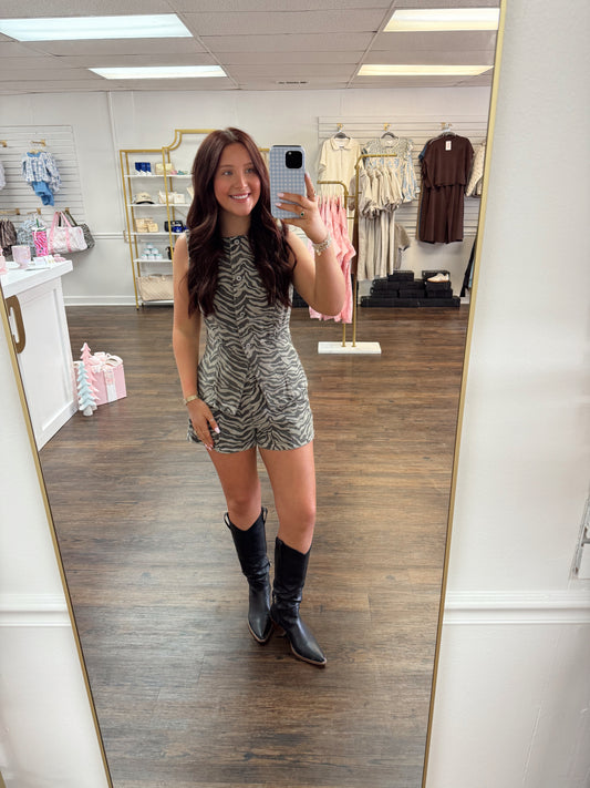 Zebra Print Denim Vest Set